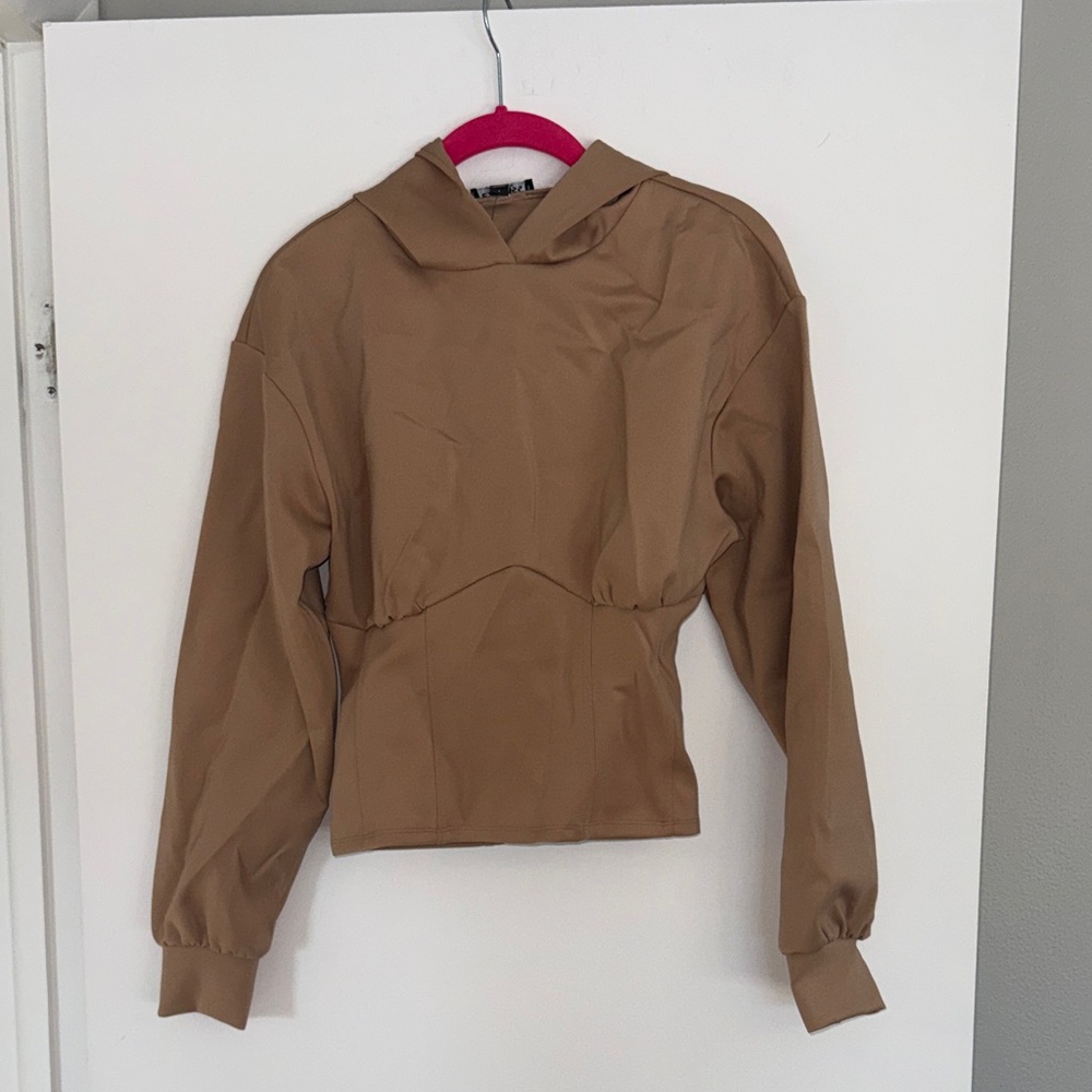 Express Small Tan Long Sleeve Hoodie